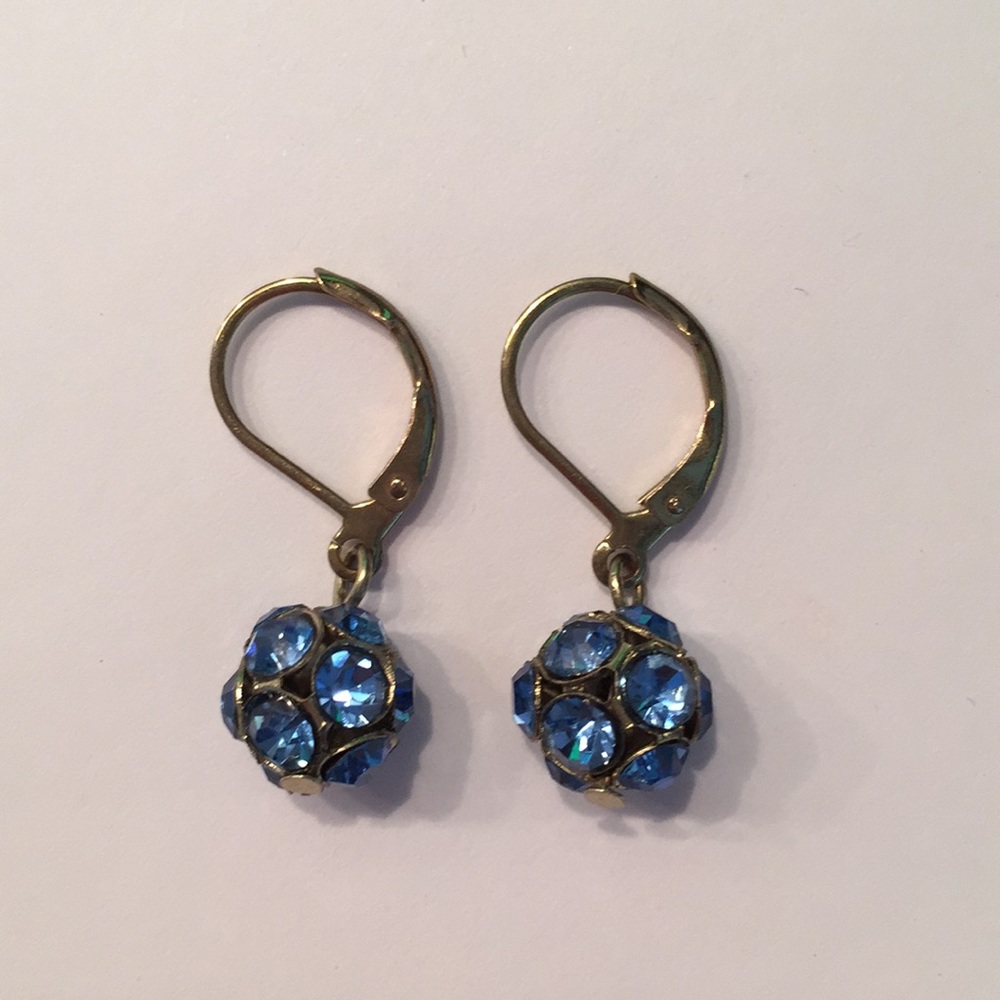 Betsey Johnson Blue Disco Ball Earrings